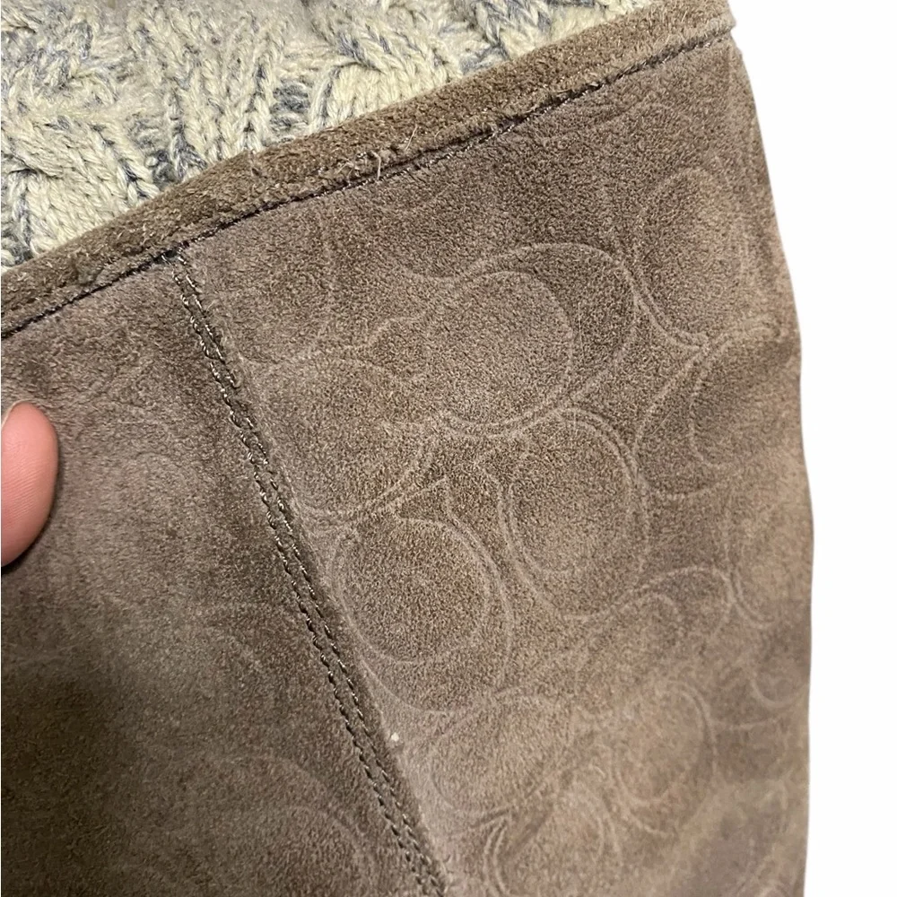 Coach Grey Suede Boots with Silver Logo & Built in Knit Liners - Picture 11 of 11